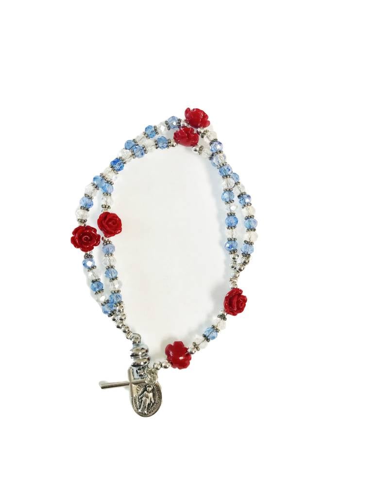 Miraculous Mother Red Rose Rosary Bracelet