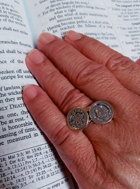 St Benedict Sterling Silver Double Medal Ring