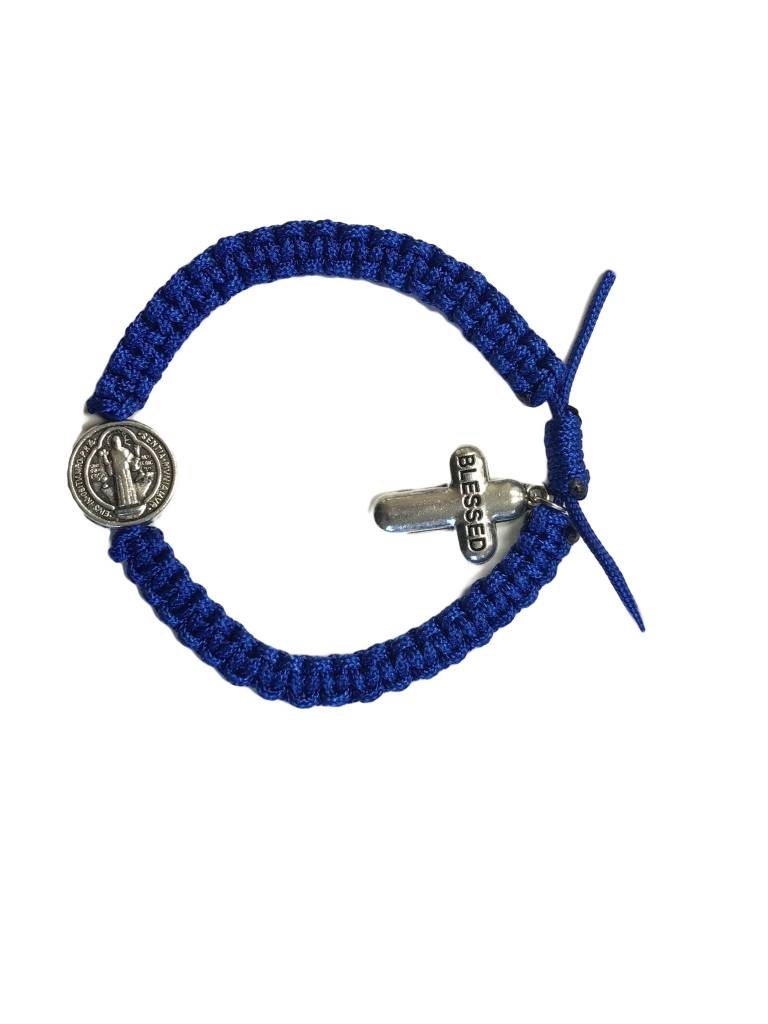 Blue Blessed St. Benedict Cord Bracelet - The ACTS Mission Store