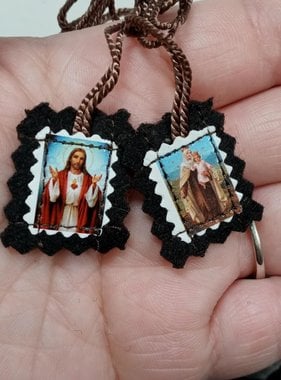 1" Sacred Heart/Our Lady of Mt Carmel  Felt Scapular