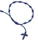 Knotted Cord Rosary Bracelet-Blue