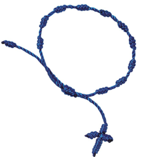 Knotted Cord Rosary Bracelet-Blue