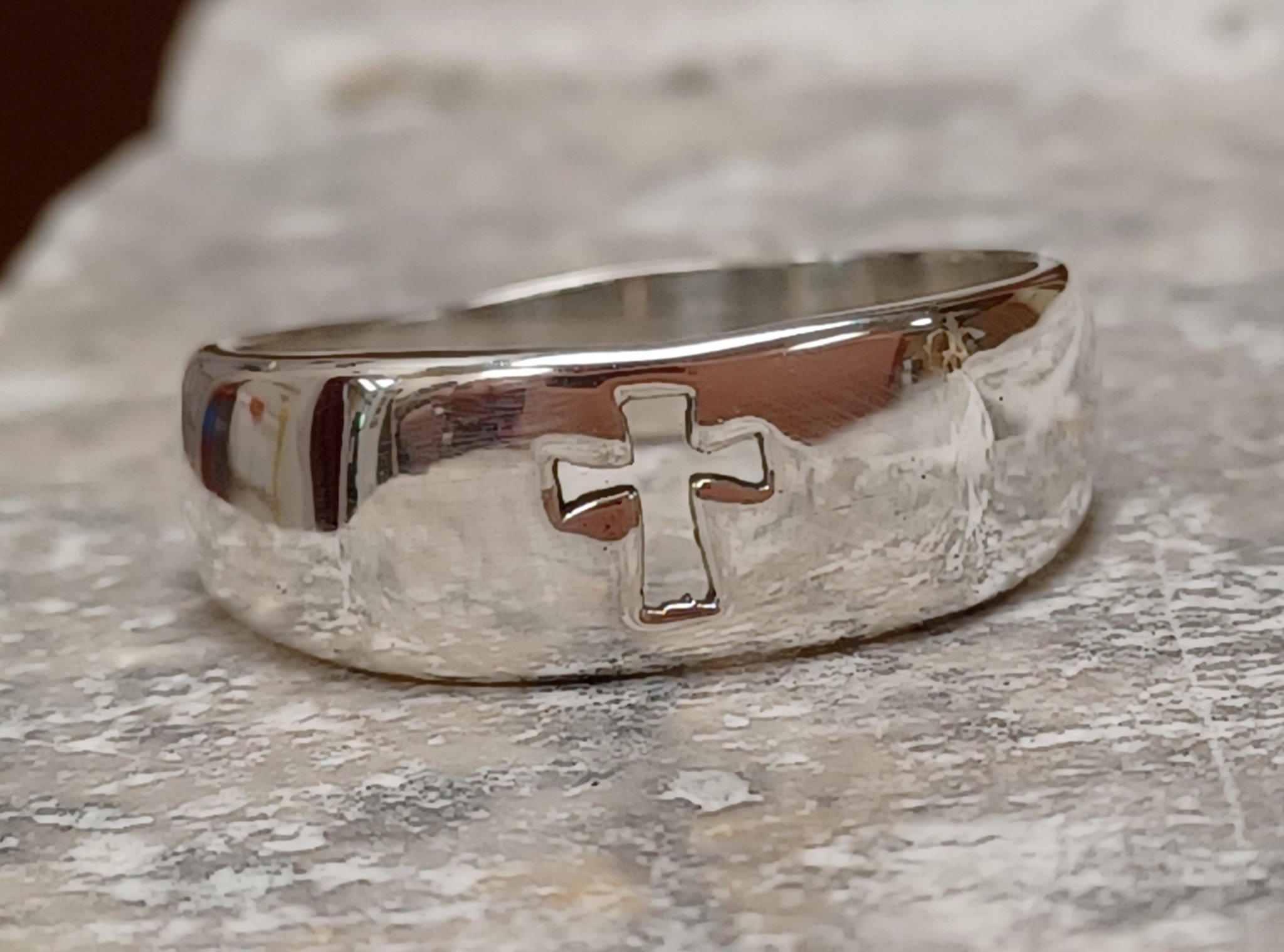 Small Band Sterling Silver Cross Ring