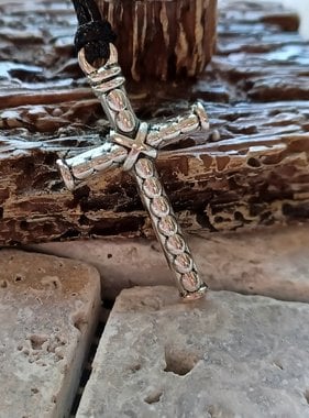 Rope Cross Pendant w/Cord