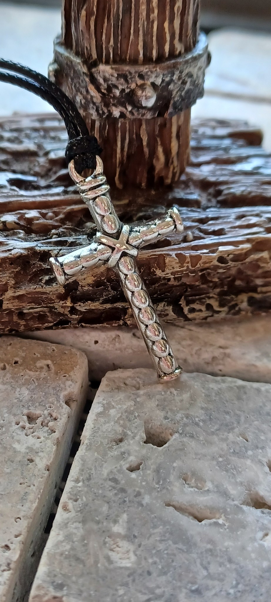 Rope Cross Pendant w/Cord