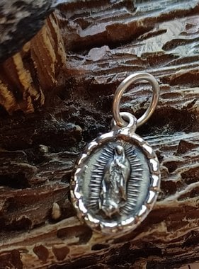 1/2" Oval Guadalupe Sterling Silver Charm