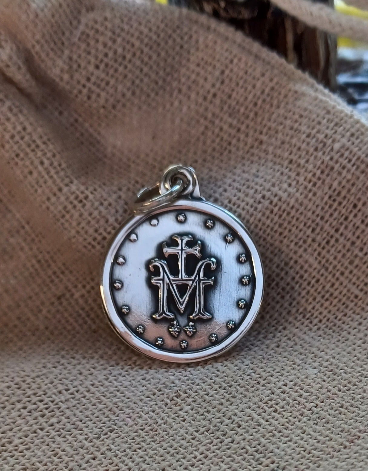 Miraculous Medal Round Sterling Silver Pendant
