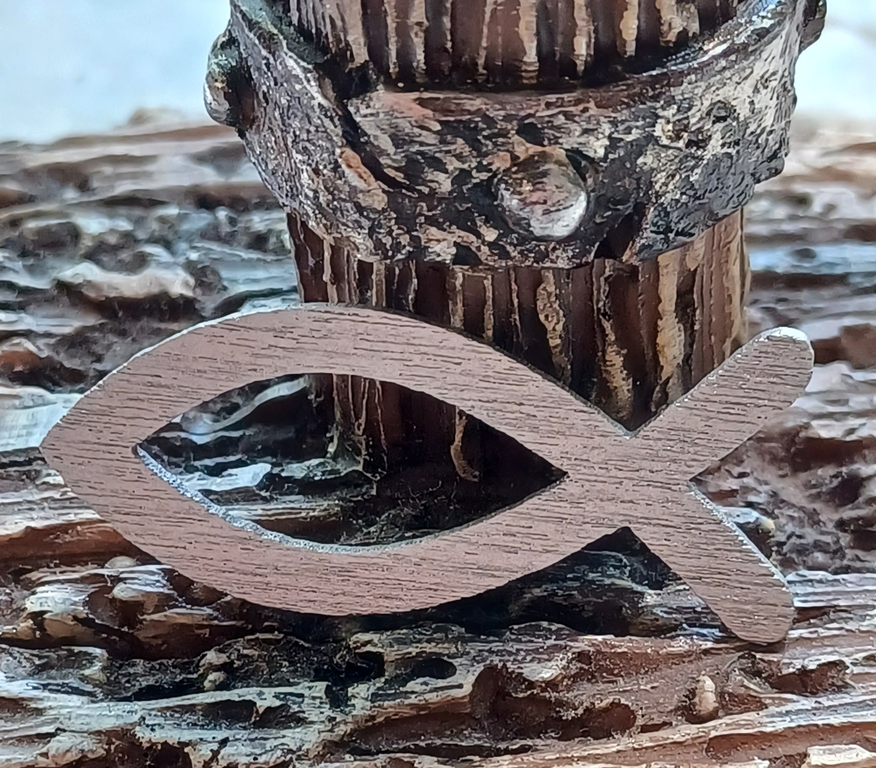 Wood Ichthus Pocket Token