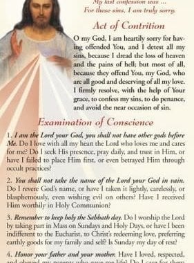 Act of Contrition/Examination of Conscience Prayer Card