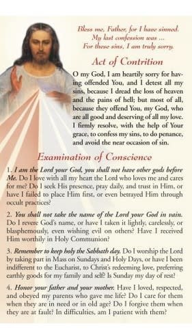 Act of Contrition/Examination of Conscience Prayer Card