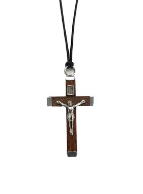 Brown Wood Crucifix w/cord 2.25"