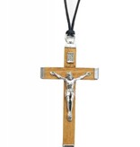 Natural Wood Crucifix w/cord 1.75"