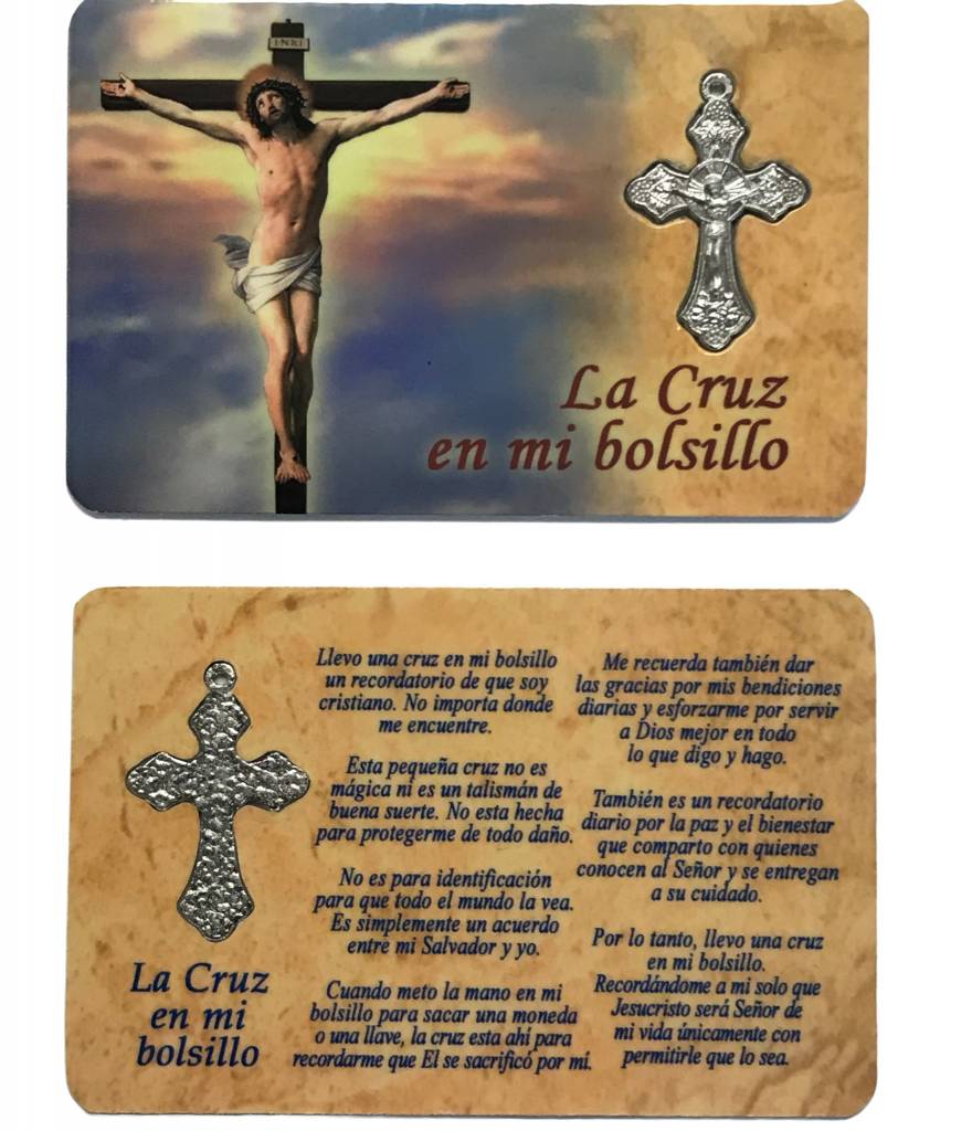 Spanish Cross In My Pocket Prayer Card w/Crucifix - The ACTS