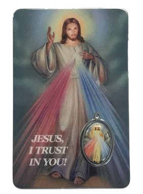 Divine Mercy Prayer Card w/medal