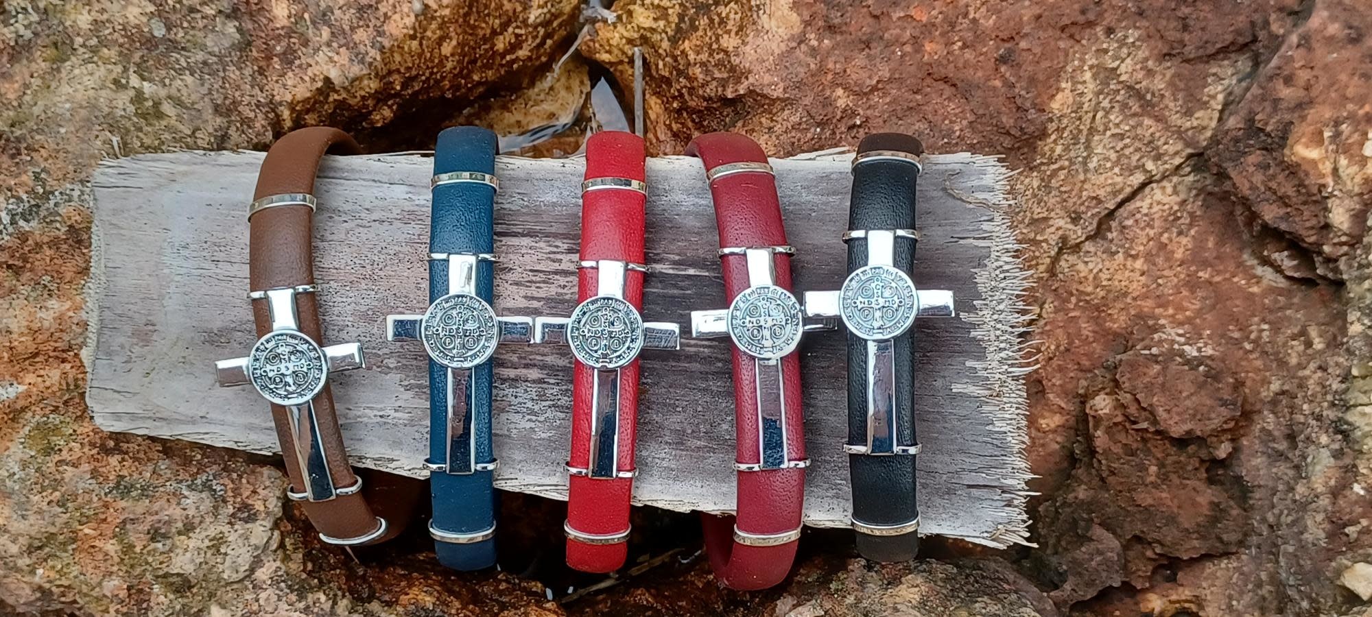 St Ben Leather Cross Bracelet