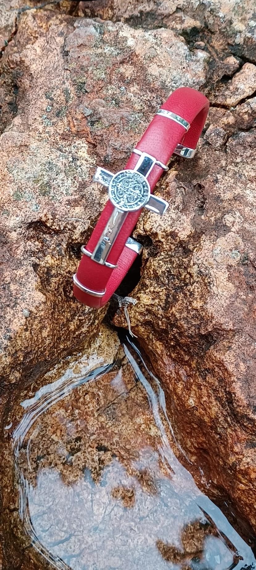 St Ben Leather Cross Bracelet