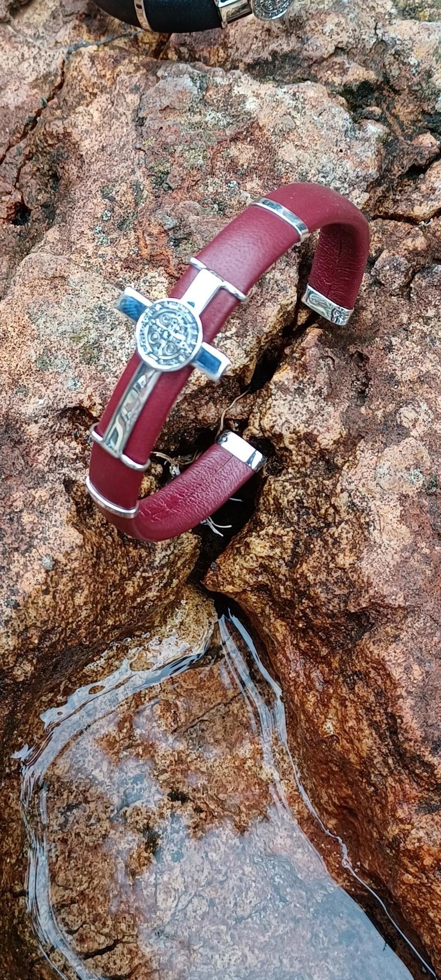 St Ben Leather Cross Bracelet