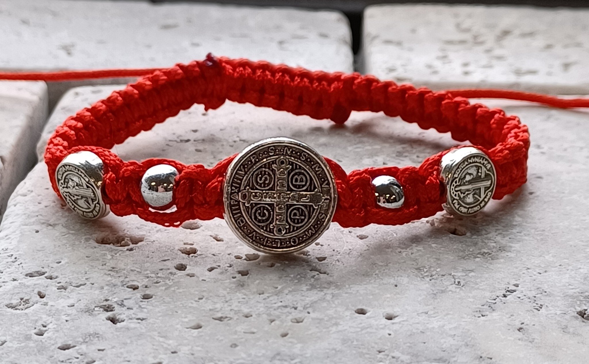 St Ben Red Trinity Corded Bracelet