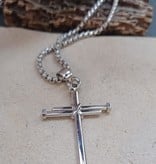 Nail Cross Pendant w/braided chain