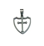 Stainless Steel Shield w/Cross Pendant