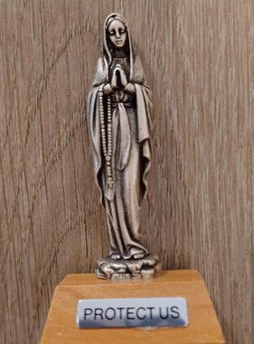 2.75" Lourdes Pewter Statue with Olivewood Base