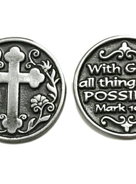 With God All Things Are Possible Pewter Pocket Token