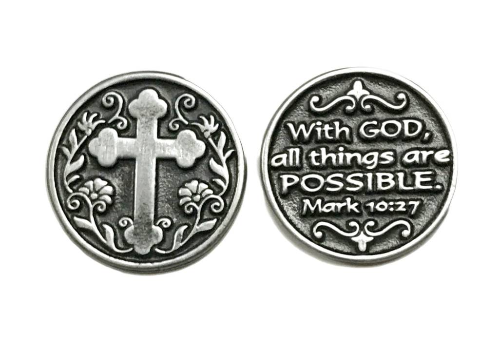 With God All Things Are Possible Pewter Pocket Token