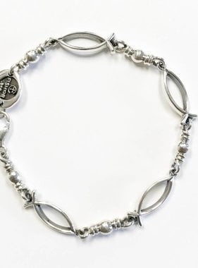 Ichthus Link Sterling Silver Bracelet 8.5"
