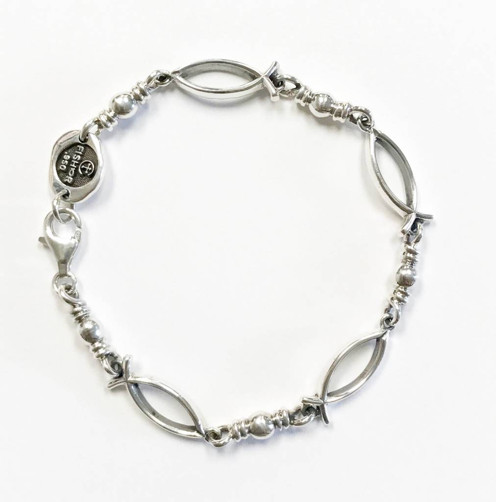 Ichthus Link Sterling Silver Bracelet 8.5"