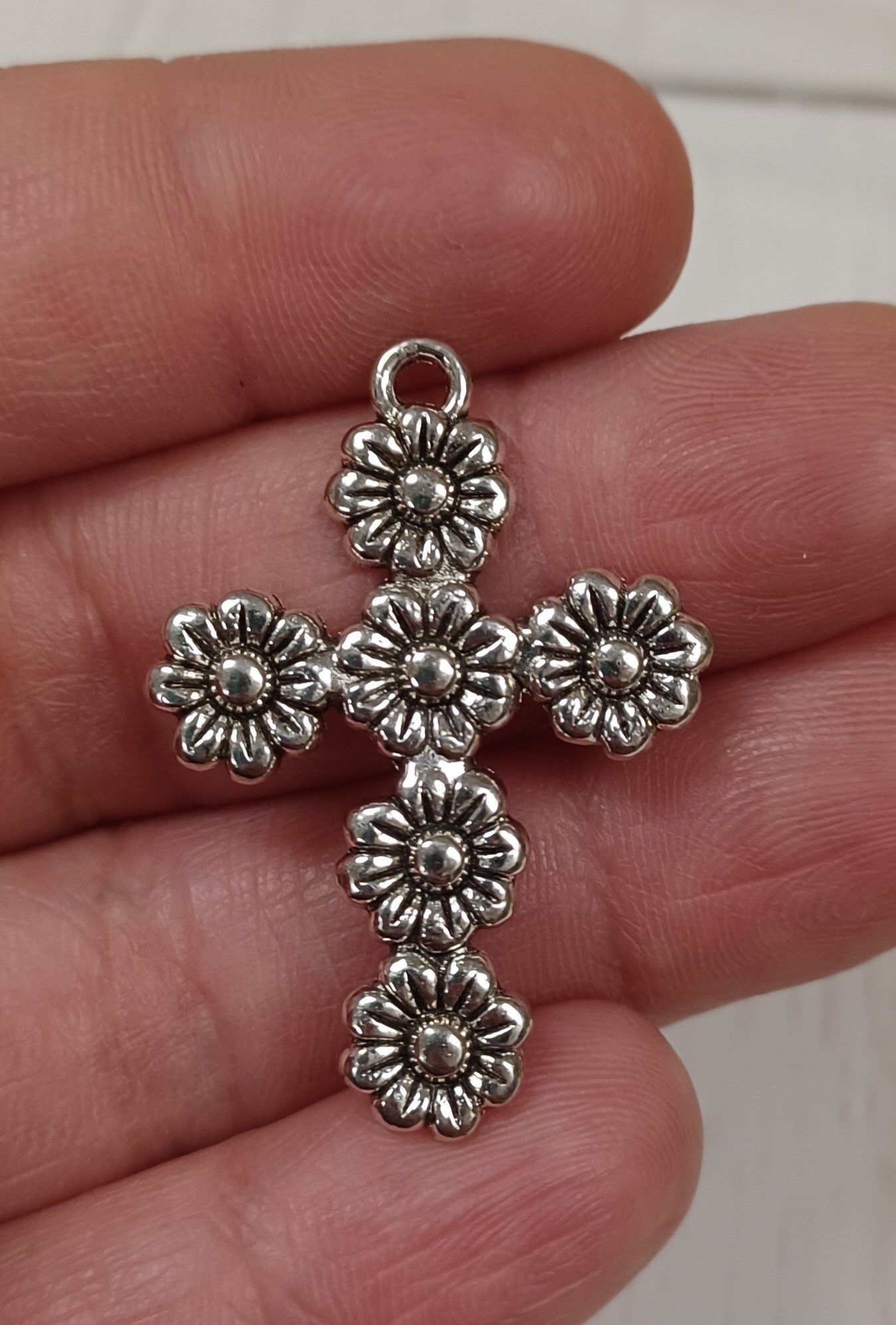 Margarita Flower Cross Pendant