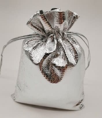 Silver Drawstring Gift Bag 4" X 3"