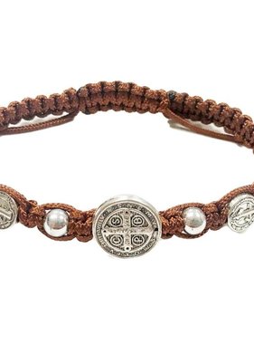 St. Benedict Brown Trinity Cord Bracelet