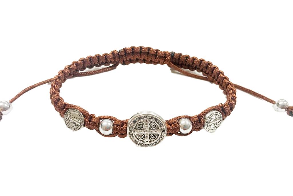 St. Benedict Brown Trinity Cord Bracelet