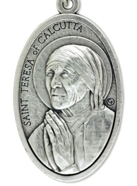 St Teresa of Calcutta Oxidized Medal