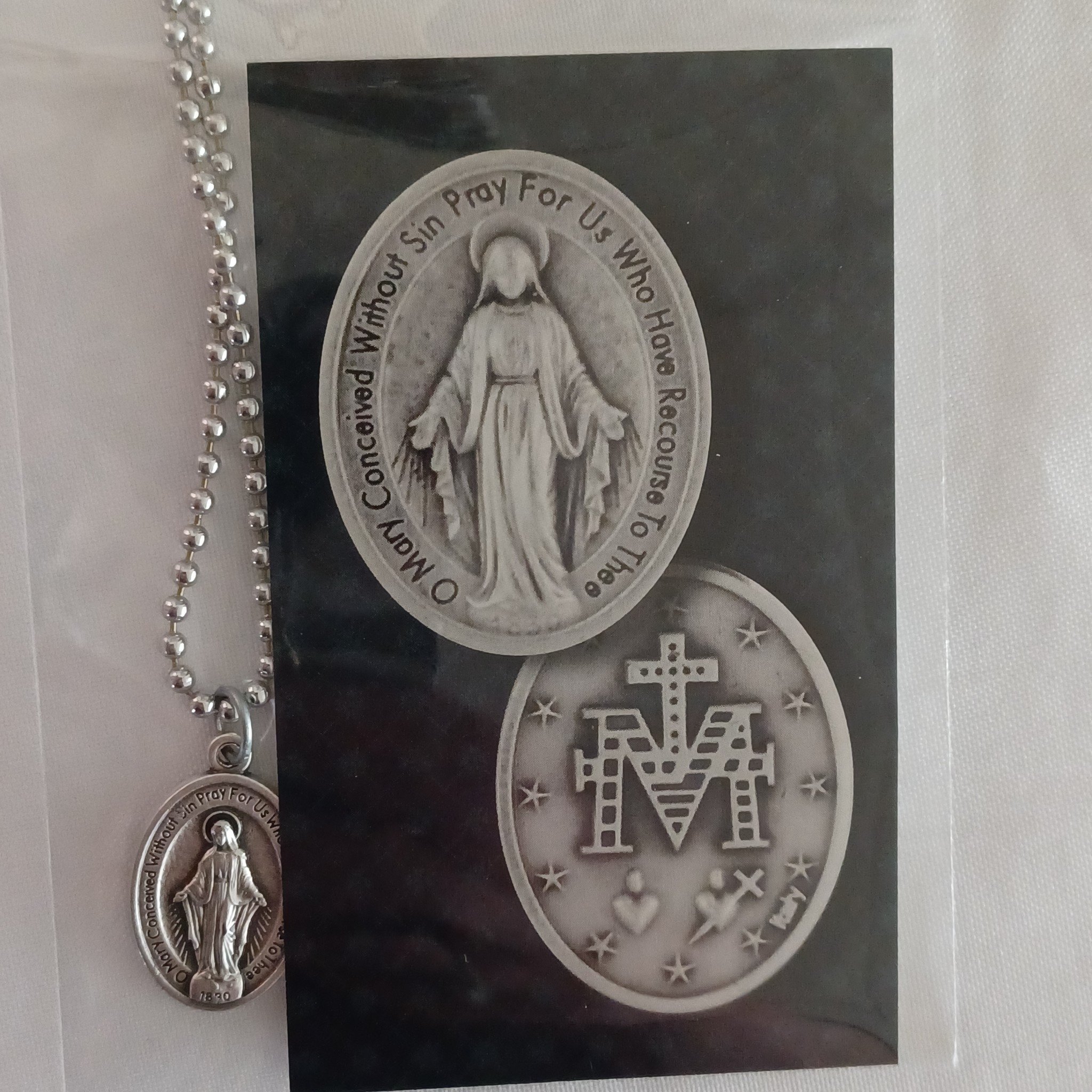 Miraculous Medal Pendant w/Holy Card