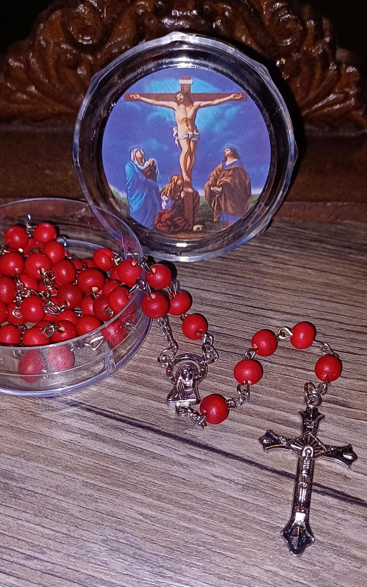 Rose Scented Calvary Cross Rosary w/case