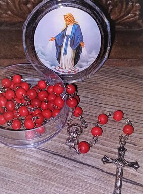 Rose Scented Our Lady of Grace Rosary w/case