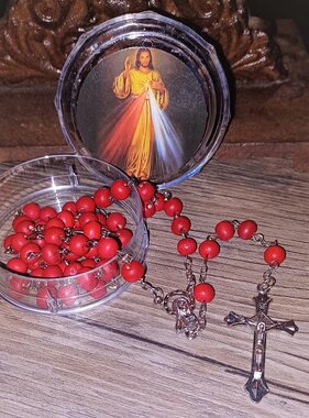 Rose Scented Divine Mercy Rosary w/case