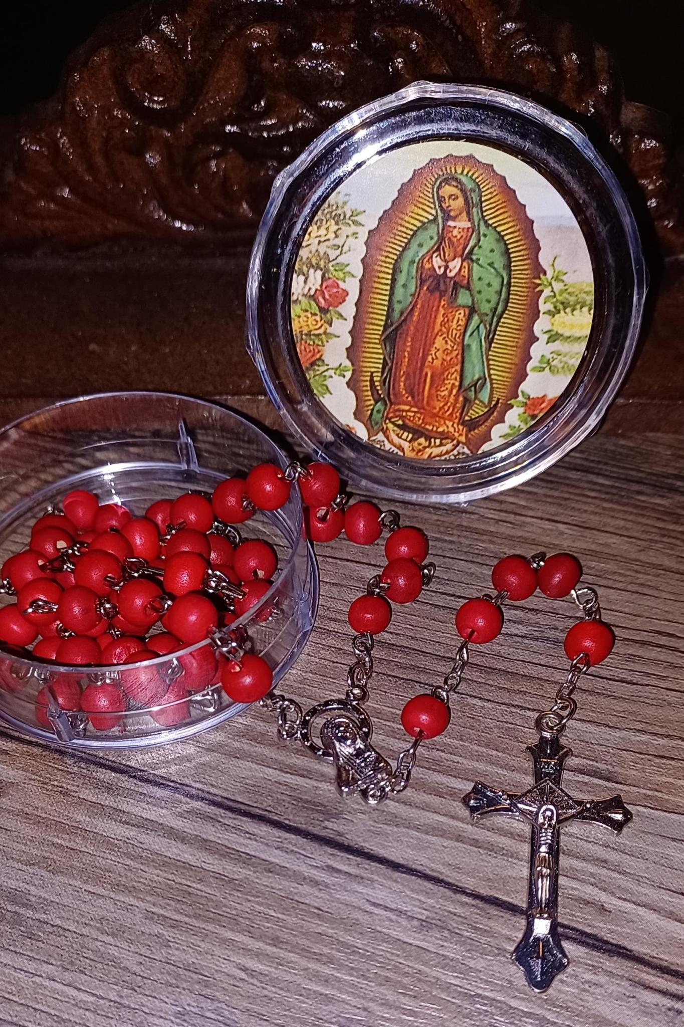 Rose Scented Our Lady of Guadalupe Rosary w/case - The ACTS Mission Store