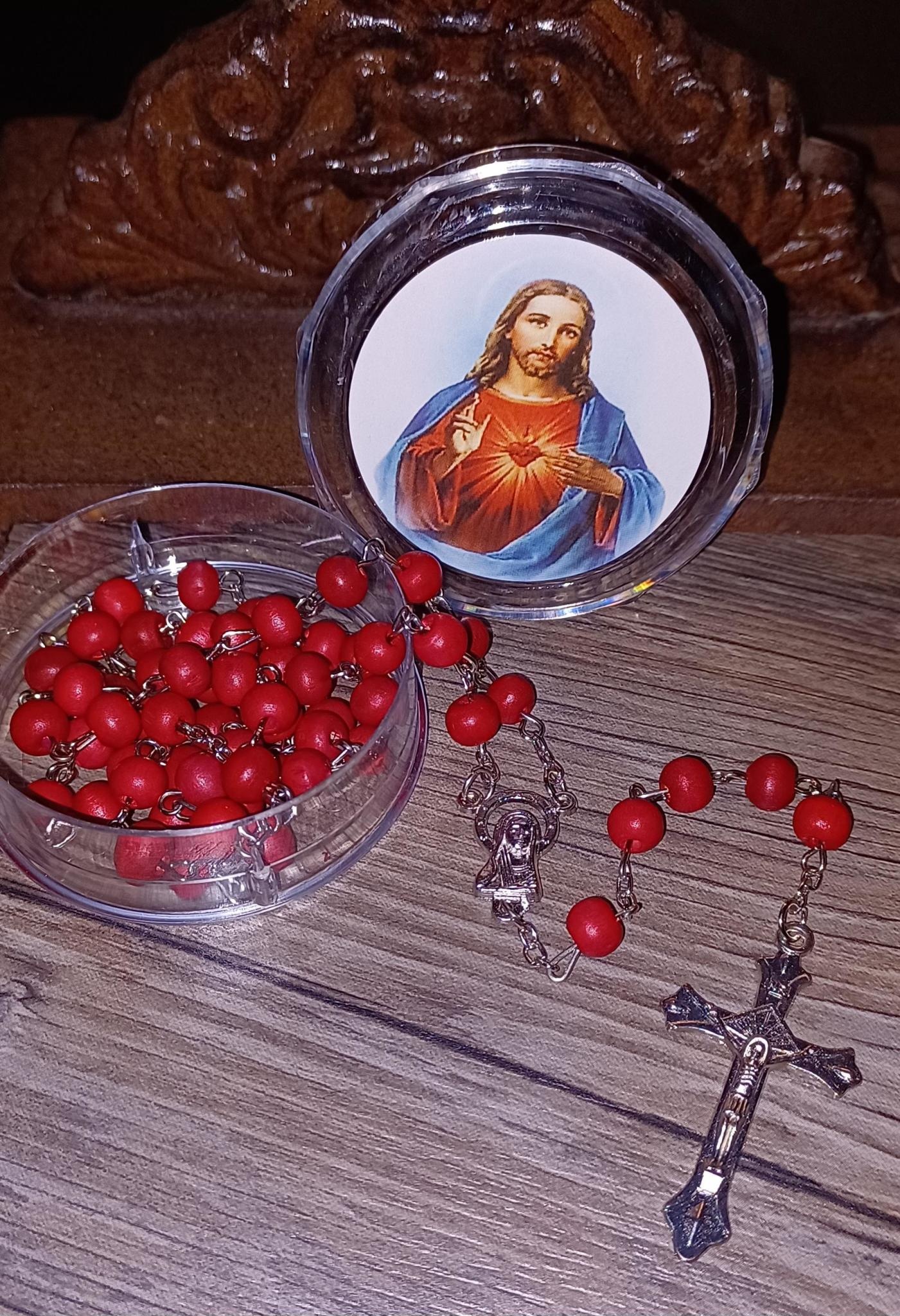 Rose Scented Sacred Heart of Jesus Rosary w/case