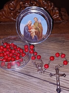 Rose Scented Holy Family Rosary w/case