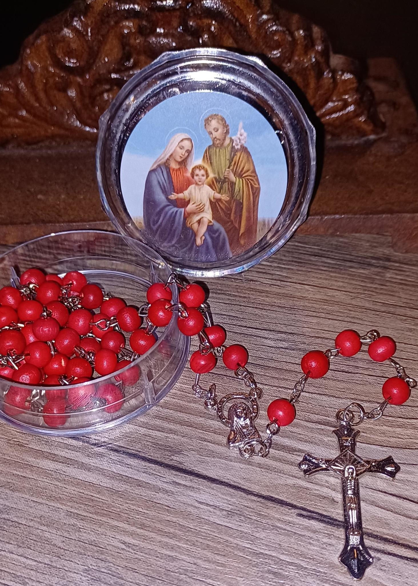 Rose Scented Holy Family Rosary w/case