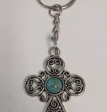 Turquoise Cross Keychain