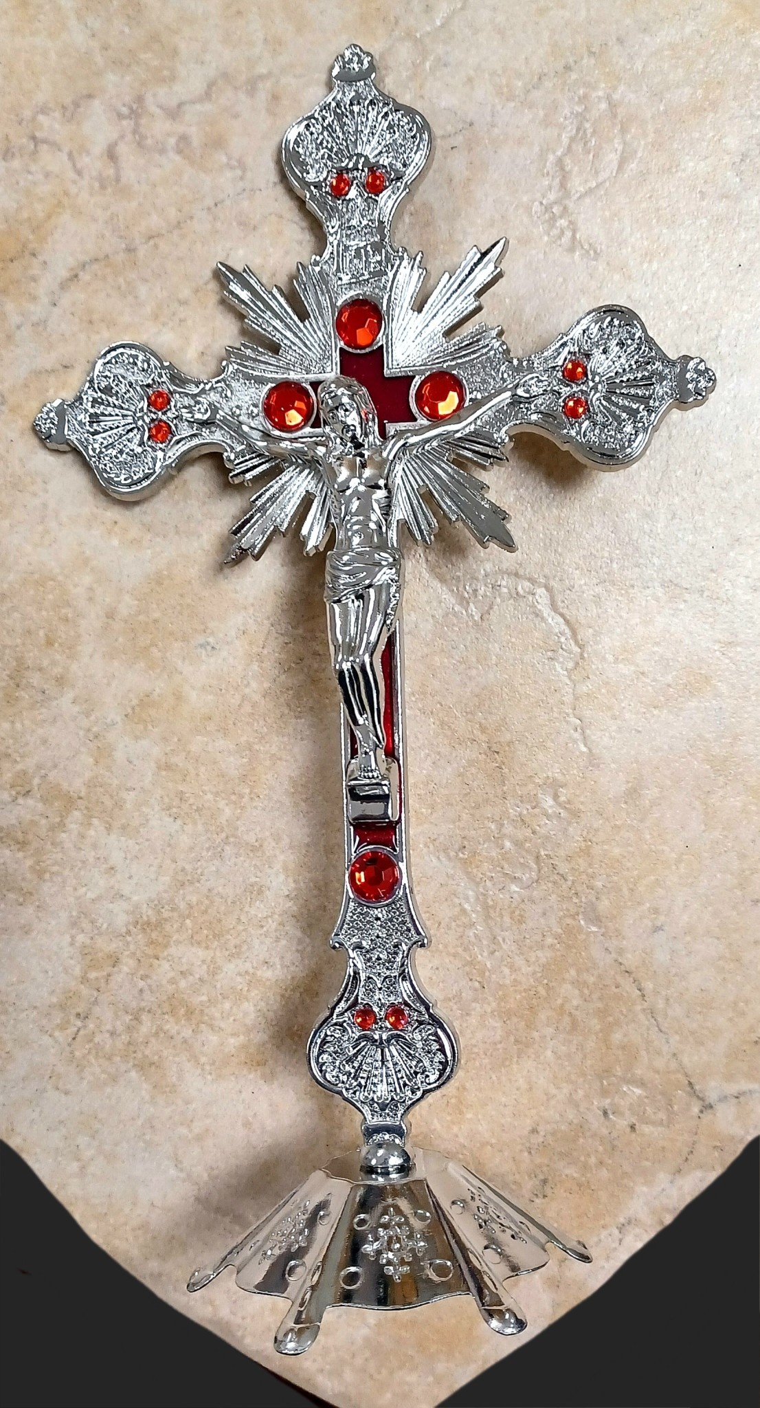 9.5" Silver Standing Crucifix