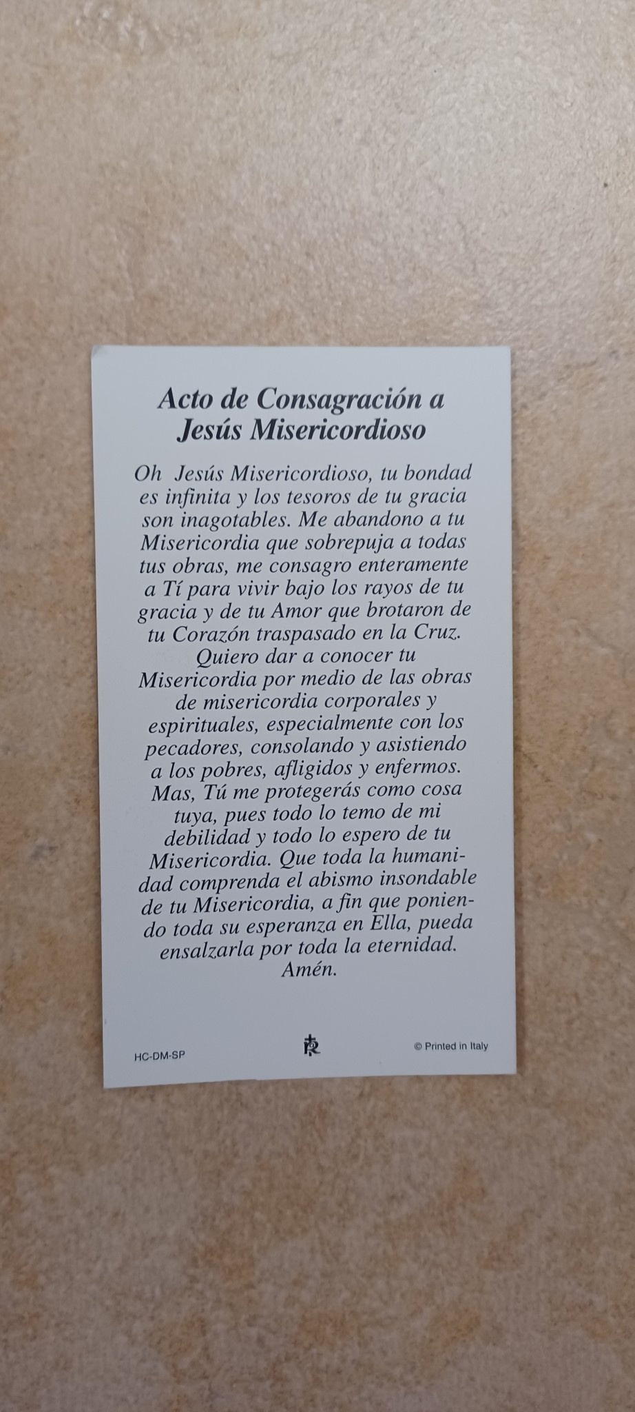 Acto de Consagracion a Jesus Misericordioso