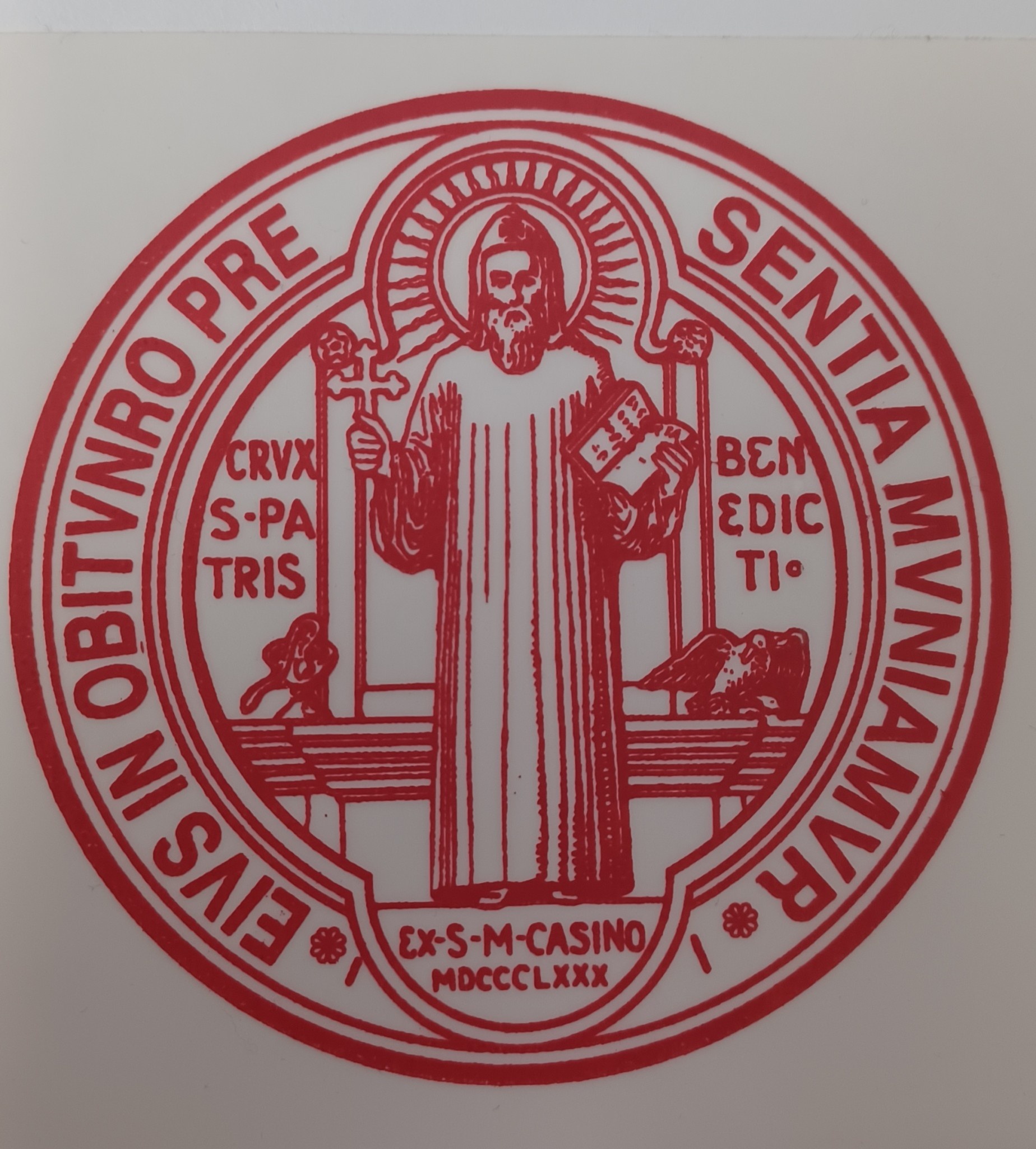 St Benedict Red Auto Decal