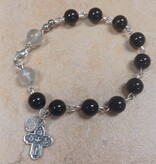 Obsidian w/Clear Jade Beaded Rosary Bracelet