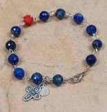 Lapis Bead w/Red Rose Rosary Bracelet