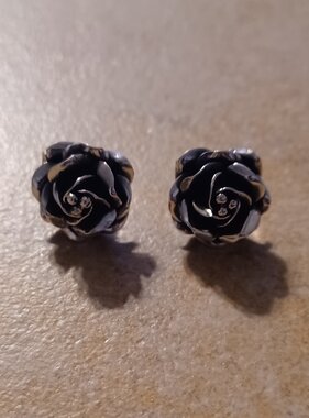 Rose Sterling Silver Earring Studs