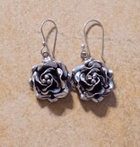 Large Rose Sterling Silver Earrings